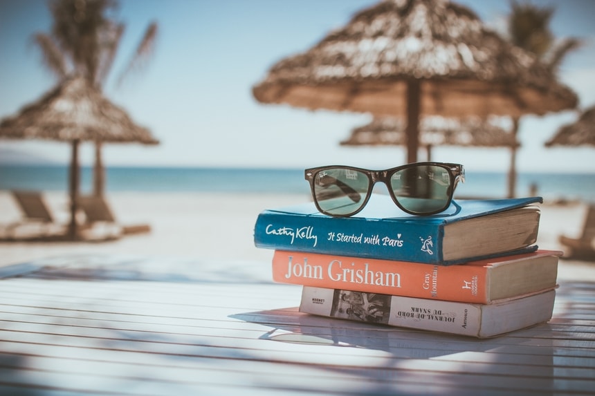 sunglasses and books