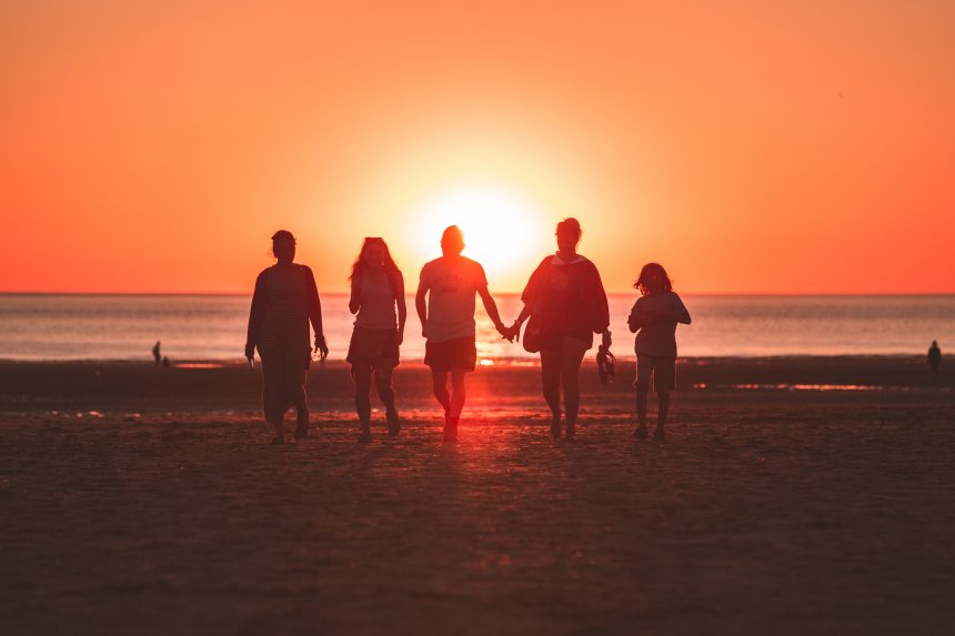 family and sunset